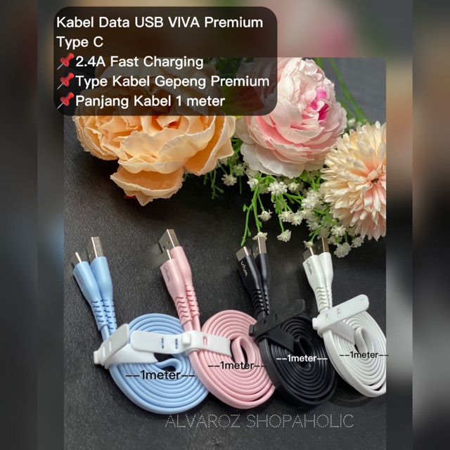 [AZ] Kabel Data VIVA USB Fast Charging VIVA TYPE C Panjang 100CM 2.4A Android Kwalitas Vivan