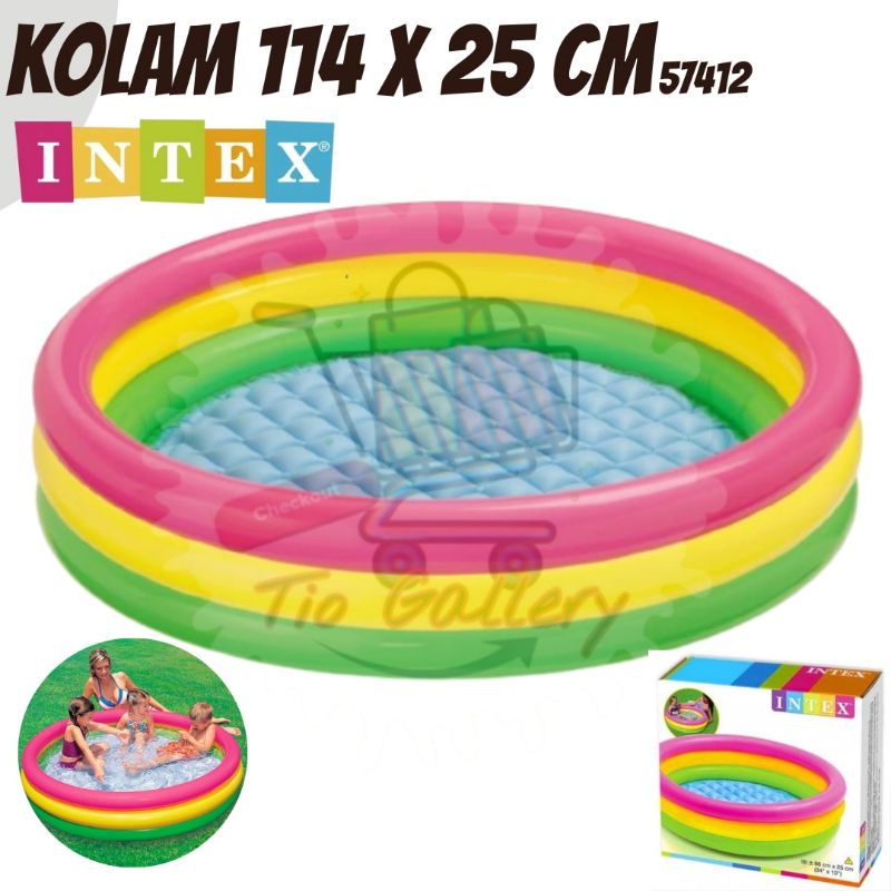 Kolam Anak INTEX 57412 Uk 114 x 25 cm Paket Kolam + Bola 50 PCS + Pompa GRATIS Lem