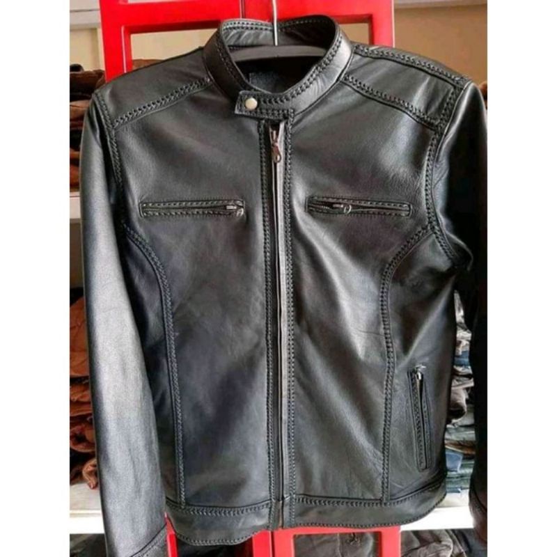 Jaket Pria Kulit Asli Domba Original Model Sulam Jaket Pria Kulit Asli New Elegant Made in Sukaregang Garut