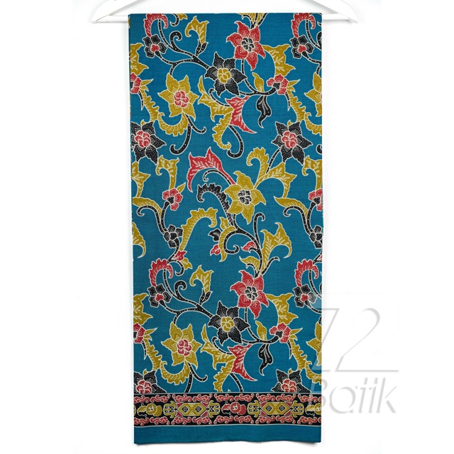 KAIN BATIK PREMIUM Bahan Katun Motif Kembang Warna Biru Tosca Toska Kuning Merah 723080 Cap 72 Jarik Jarit Samping Kebat Panjang Batik Katun Modern Premium Bahan Seragam Batik Pernikahan Kantor Keluarga Murah Kamen Jadi Batik Bali Lembaran