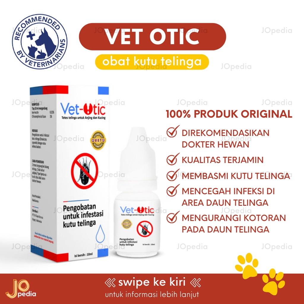 VET OTIC Obat Tetes Kutu Telinga Kucing Anjing Kelinci Obat Earmites Ear Mites Hewan