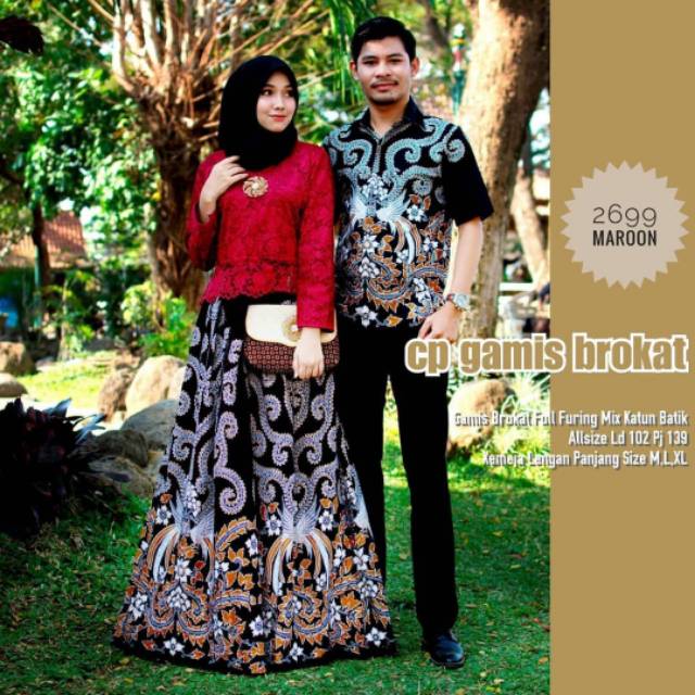 Couple batik brokat gamis syari