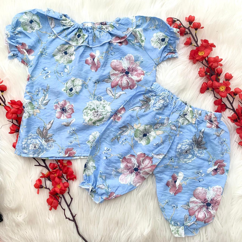 Setelan import baju celana fashion anak bayi cewek perempuan lucu murah -IMP FLOWER RUFFLE