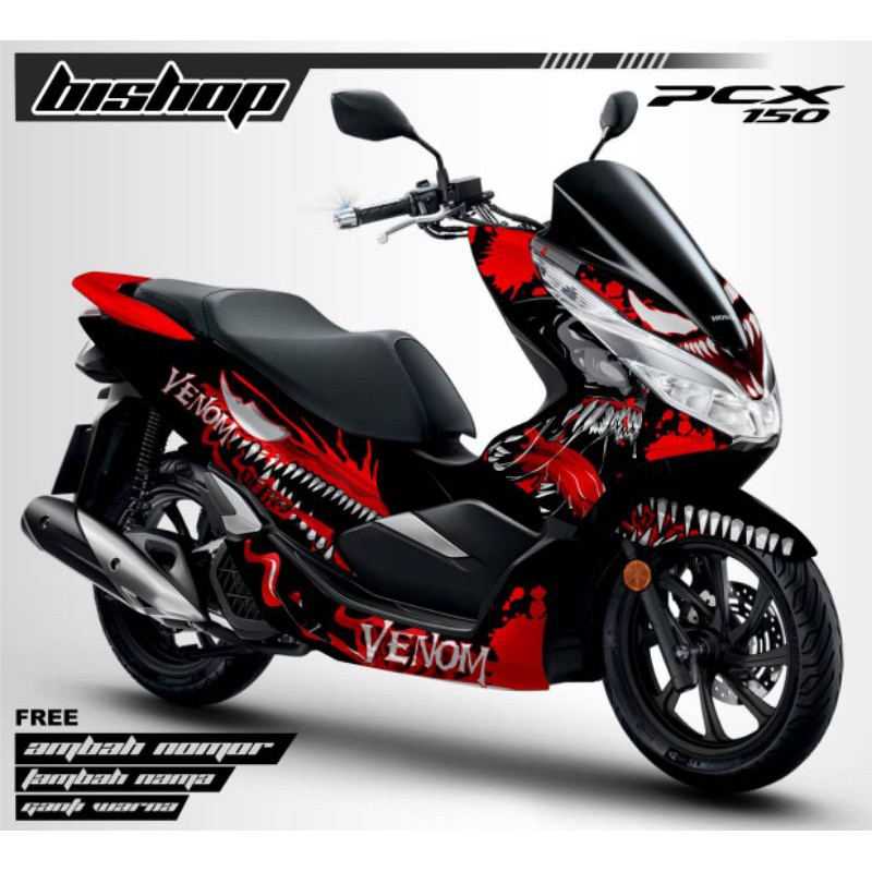 sticker decal pcx 150 motif venom variasi merah hitam