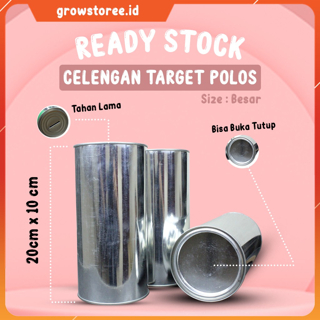 CELENGAN KALENG POLOS BUKA TUTUP 20x10 CM | CELENGAN KALENG | CELENGAN MURAH | CELENGAN YATIM | CELE