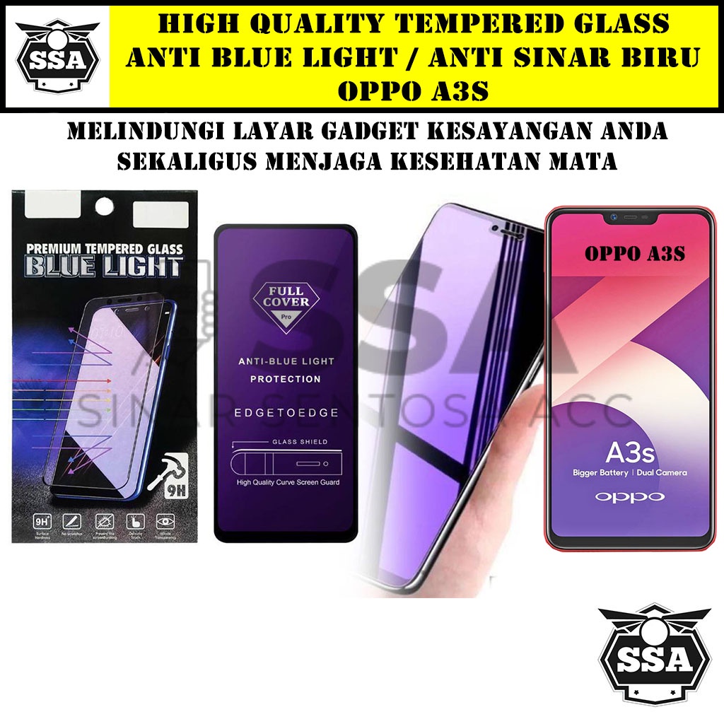 Tempered Glass Oppo A3S Anti Blue Light Anti Sinar Biru a3s a 3s a3 s Ori Original Hp Pelindung Layar Temper Anti Lecet Gores TG Murah Berkualitas