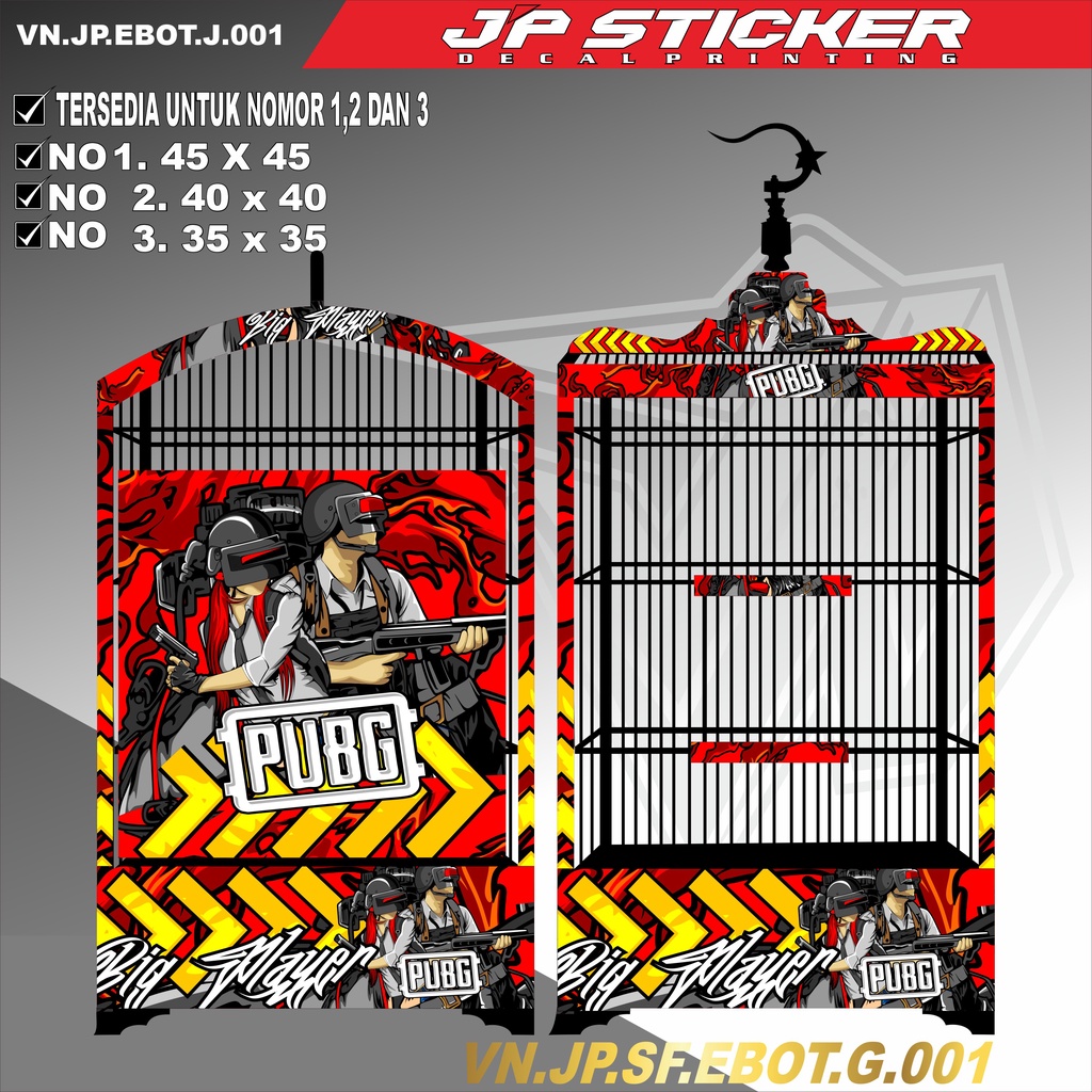 Stiker Dekal Sangkar Kotak Model Kosan BnR Ebod No 1 2 3 - D5 008