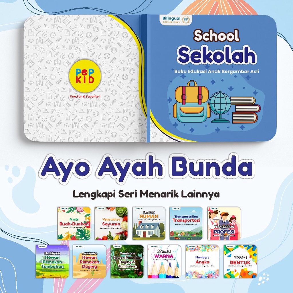 PAKET 12 PCS BUKU MINI BOOK PENGENALAN PENGETAHUAN BILINGUAL ANIMASI EDUKASI ANAK BAYI PAUD