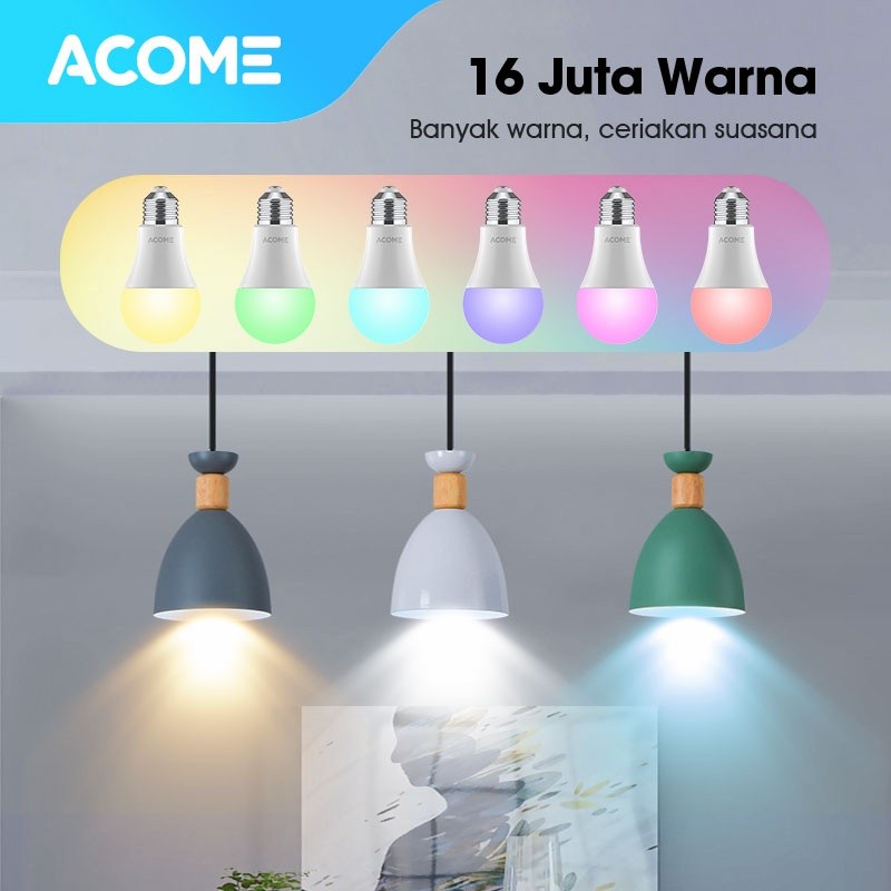 ACOME Lampu Bohlam Smart WiFi LED 9W RGB Light - AL01 LED 9W garansi resmi 1 th