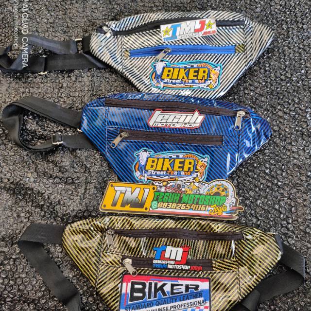 Tas waistbag biker tas jok bikers kain jok bikers carbon kulit jok bikers biker carbon