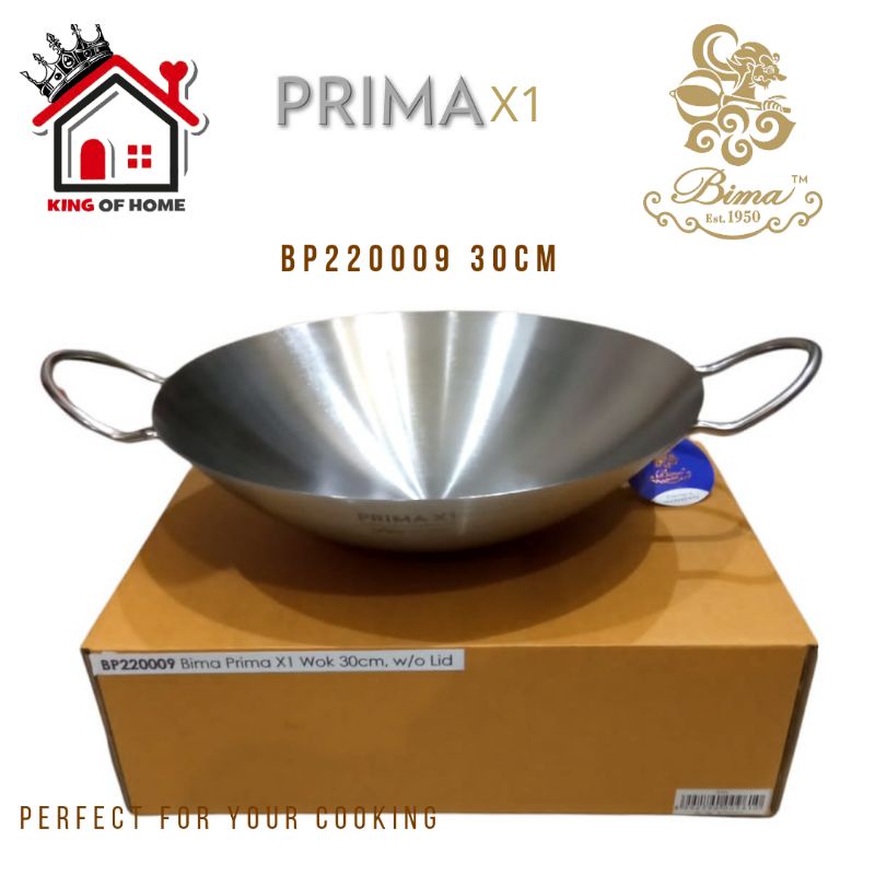 Bima Prima X1 Wajan Penggorengan Kuali 30cm BP220009 Asian Wok Wajan Stainless
