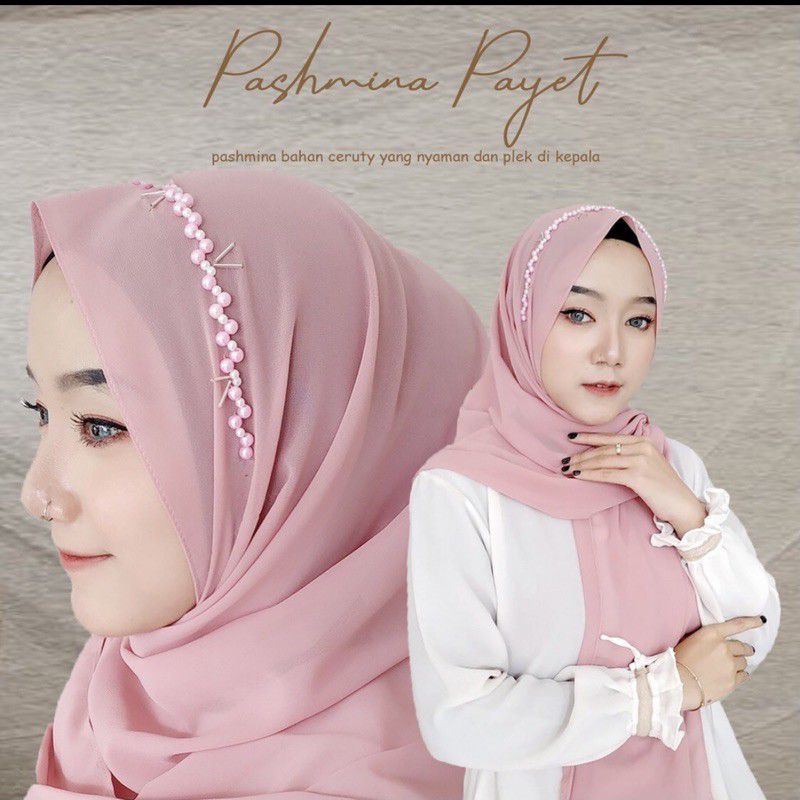 Pasmina Ceruty Payet / Hijab pesta / Jilbab Mutiara