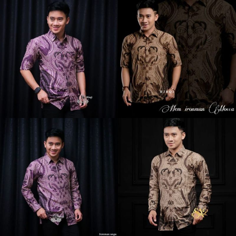 Batik Pria Lengan Panjang Pendek BATIK BERKAHTURAH SIZE M L XL XXL BSWART BatiK HRB026 Kenongo Hem Panjang Padi