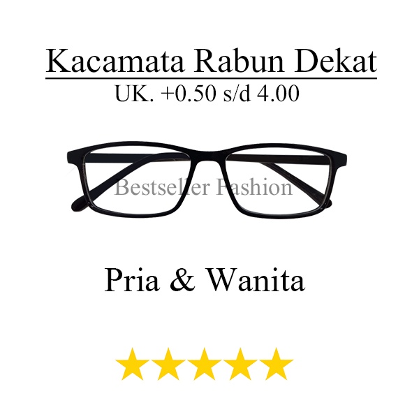 Kacamata Baca uK. +0.50 s/d +4.00 Frame Kotak Hitam Ringan Untuk Pria / Wanita kacamata Full Plus Rabun Dekat Unisex FREECASE