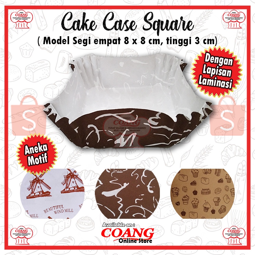 CAKE CASES SQUARE @ 200 PCS - ALAS KUE/ROTI - BREAD CUP - PAPER CUP ROTI PERSEGI