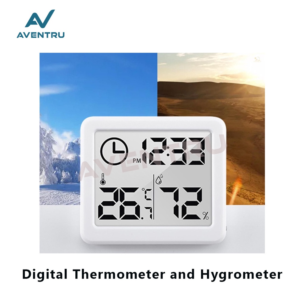 Thermometer Pengukur Suhu Ruangan Higrometer Hygrometer Jam Digital HTC