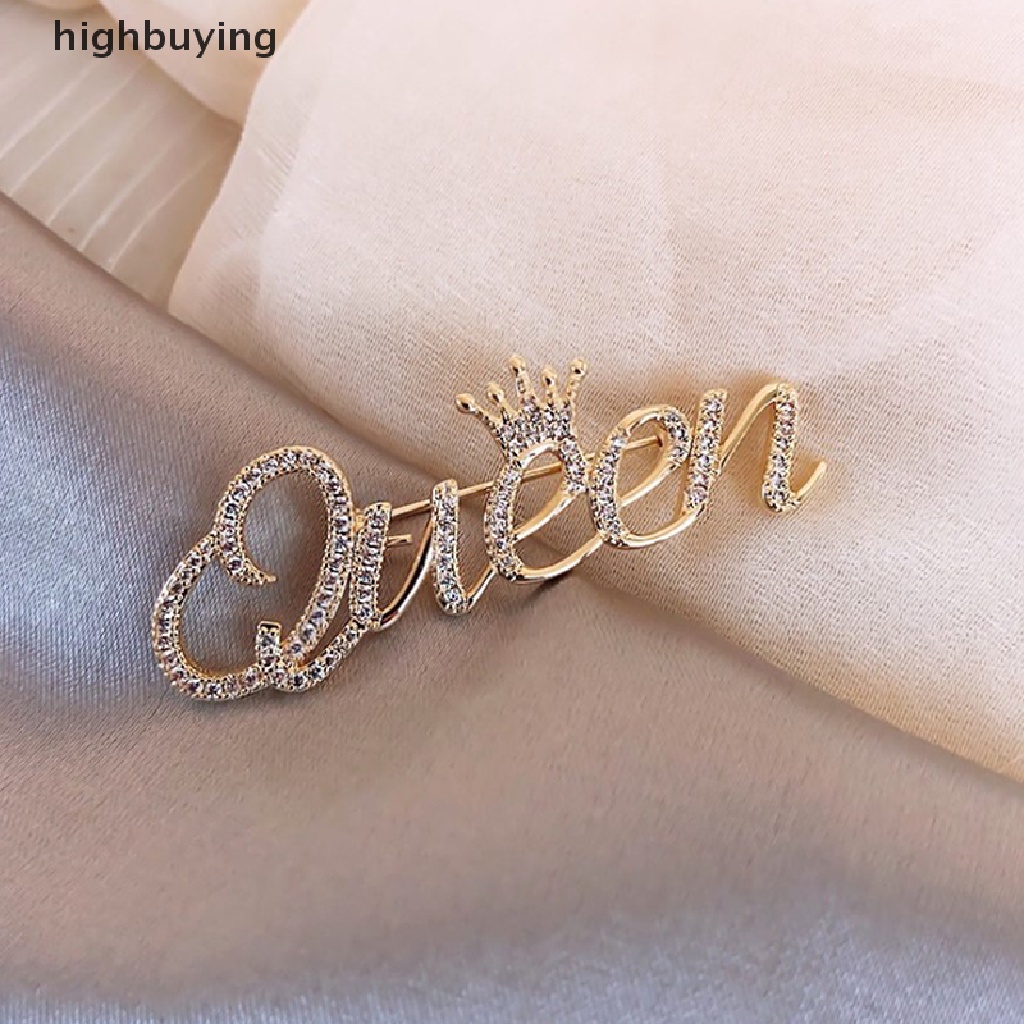 Hbid Bros Pin Desain Huruf Queen Hias Kristal Untuk Aksesoris Cardigan Wanita