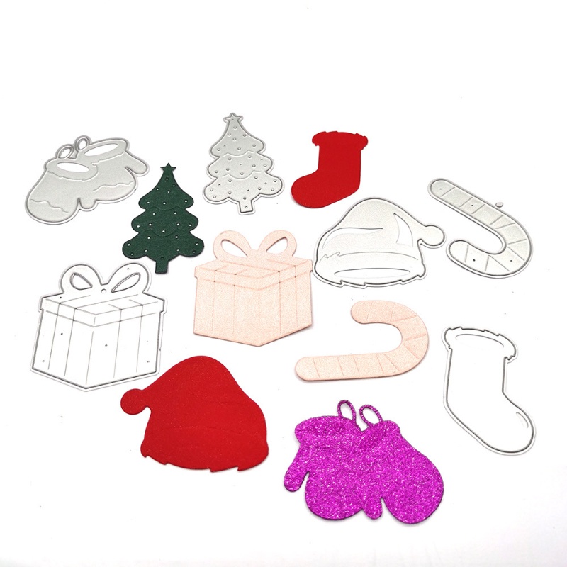 Cetakan Stensil Cutting Dies Motif Pohon Natal Bahan Metal Untuk Scrapbook / Craft DIY / Embossing