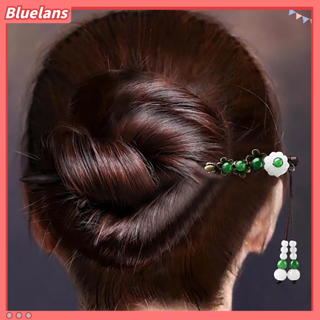 Bluelans Jepit Rambut Model Rumbai Bahan Kayu Gaya China Vintage Untuk Wanita