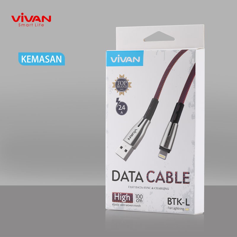 VIVAN Kabel Lightning 2.4A BTK-L Fast Charging Original  1M - Garansi Resmi 1 Tahun