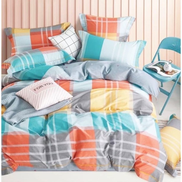 Sprei Katun Jepang Kotak Alby | Sprei Satin Jepang