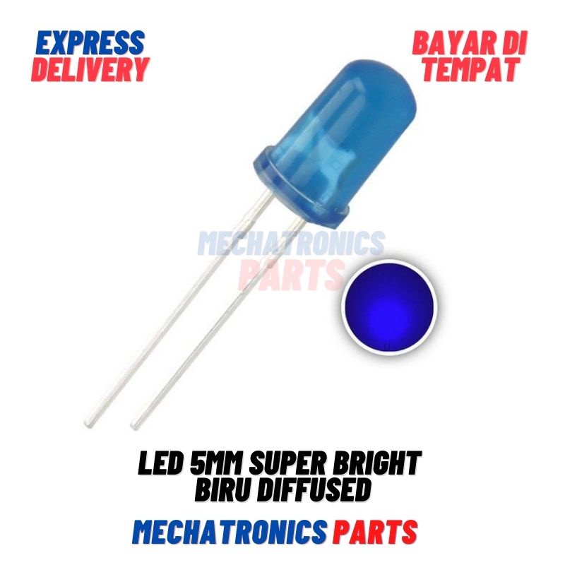 LED 5MM SUPER BRIGHT BLUE BIRU DIFFUSED