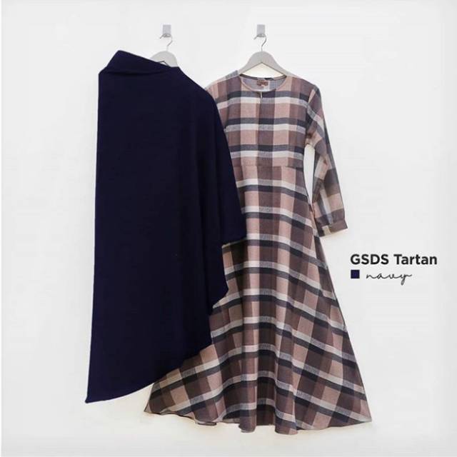 Zanuba Original. Gamis Set Diamond Skin Tartan Navy