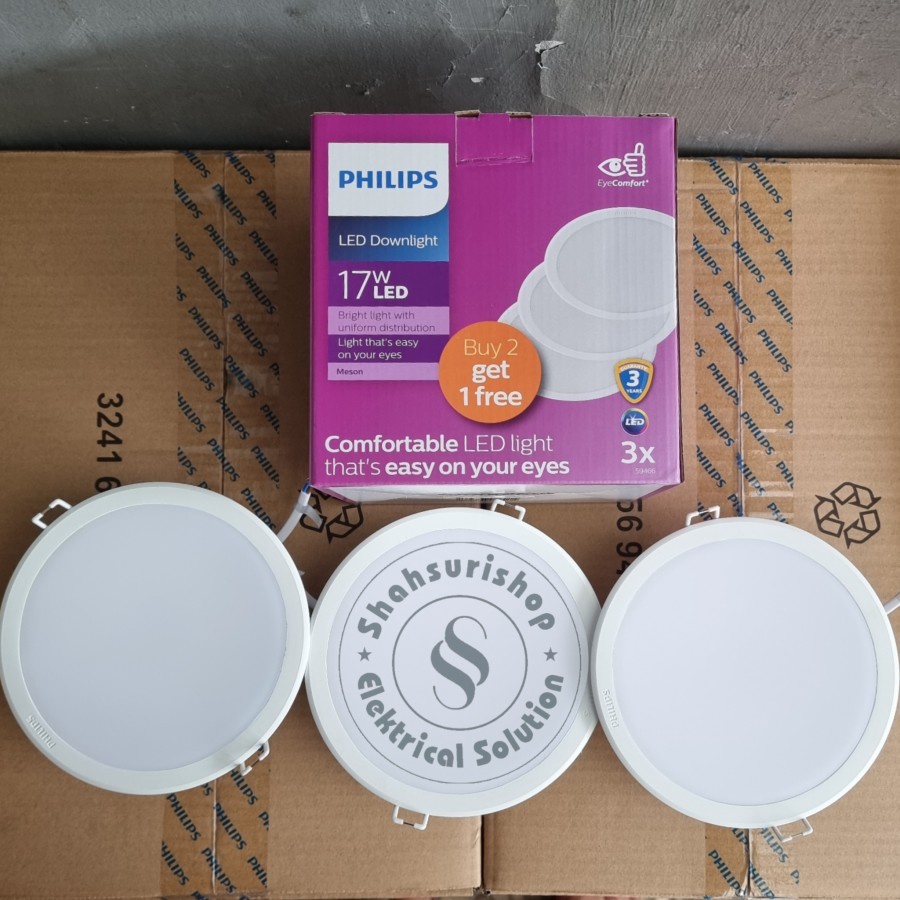 DOWNLIGHT LED PHILIPS PAKET 2 GRATIS 1 MESON 150 17 W WATT 17W 6 INCH - Putih