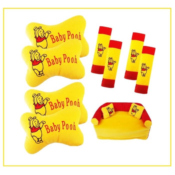 Bantal Jok Mobil POOH Set 9 PC Bantal Leher Mobil POOH 9