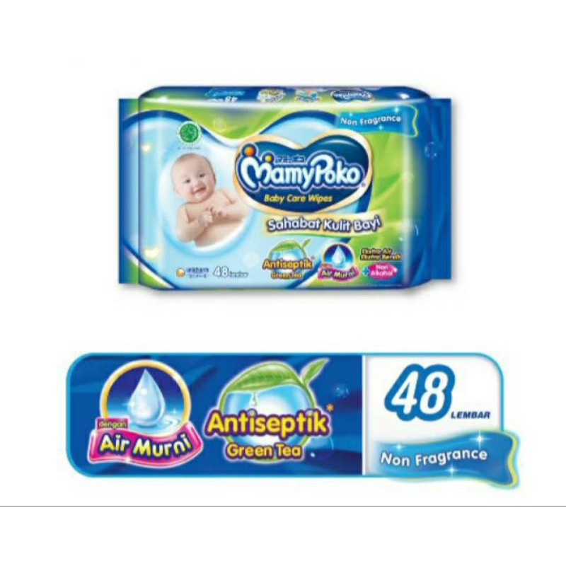 MAMYPOKO ANTISEPTIK TISSUE BASAH 48LEMBAR FRAGRANCE / GREEN TEA & NON FRAGRANCE TISU BASAH MAMY POKO