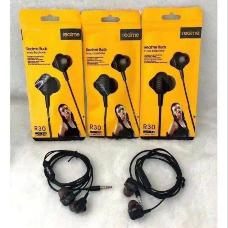 Headset Realme R30 Handsfree Earphone Realme R30 Mega Bass