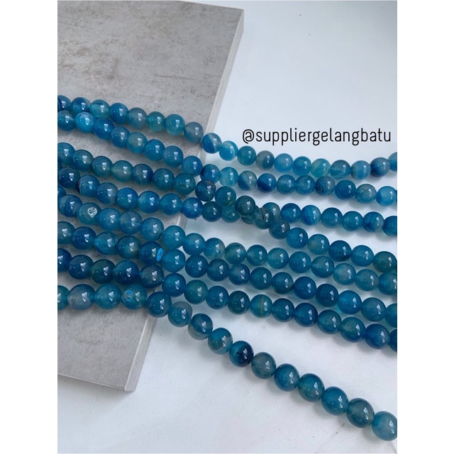 14mm aquamarine kilap grade natural aksesoris korea gelang kalung batu