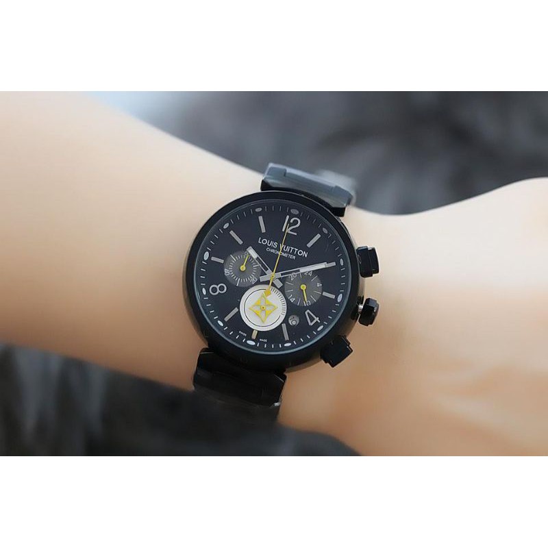 Jam Tangan Wanita Louis Vuitton 2555 Chrono Tanggal Aktif - Free Box Batre Cadangan Original Premium