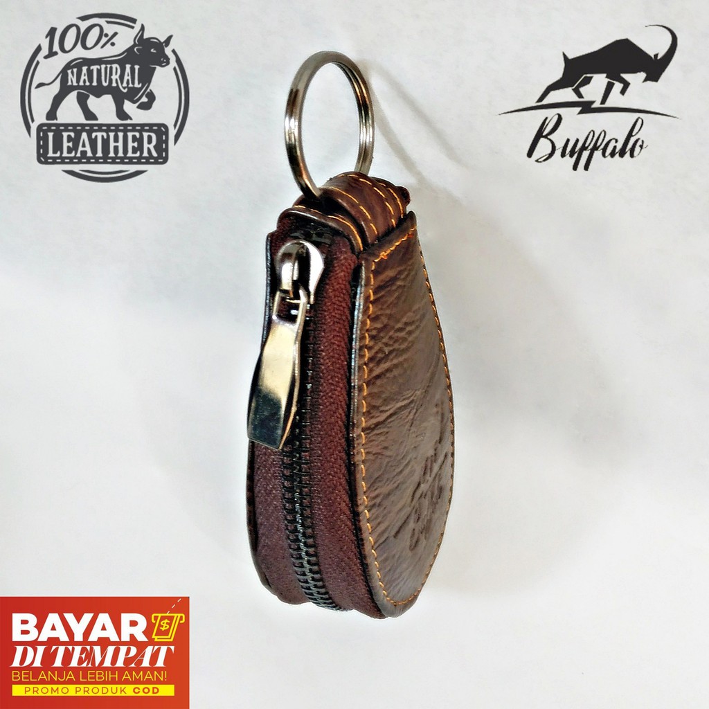 Dompet Gantungan Kunci STNK Mobil / Motor Bahan 100% Kulit Sapi Asli PREMIUM Motif Serat Kayu