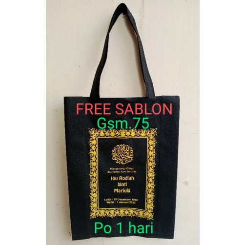 Tas Spunbon 25×35×10 sablon custom / tas mengenang  / tahlilan /haol/tasakuran/wedyng/khitanan/snaek