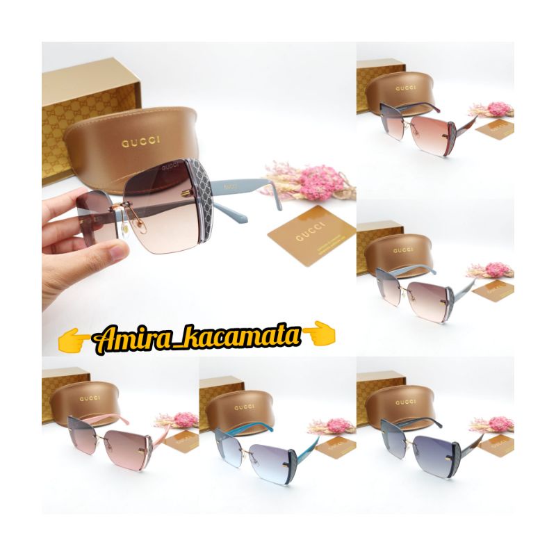 [BISA COD√]Kacamata Fashion Wanita kacamata Sunglasses/Gucci/Lensa UV Super Premium