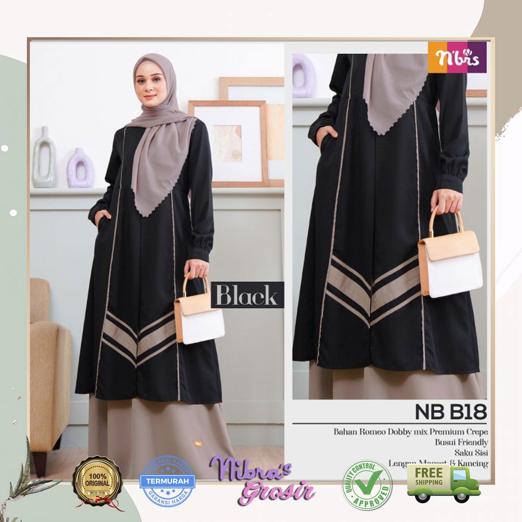 [ SALE ] TERBARU GAMIS  NIBRAS NBRS NB B18 BLACK TEAL TERRACOTTA  GAMIS DEWASA / DRESS MUSLIMAH / BU