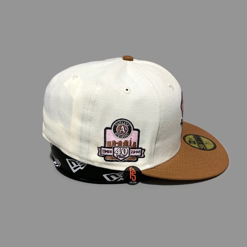 TOPI NEW ERA ORIGINAL 5950 40 YEARS OAKLAND ATHLETICS CHROME BROWN UV PINK