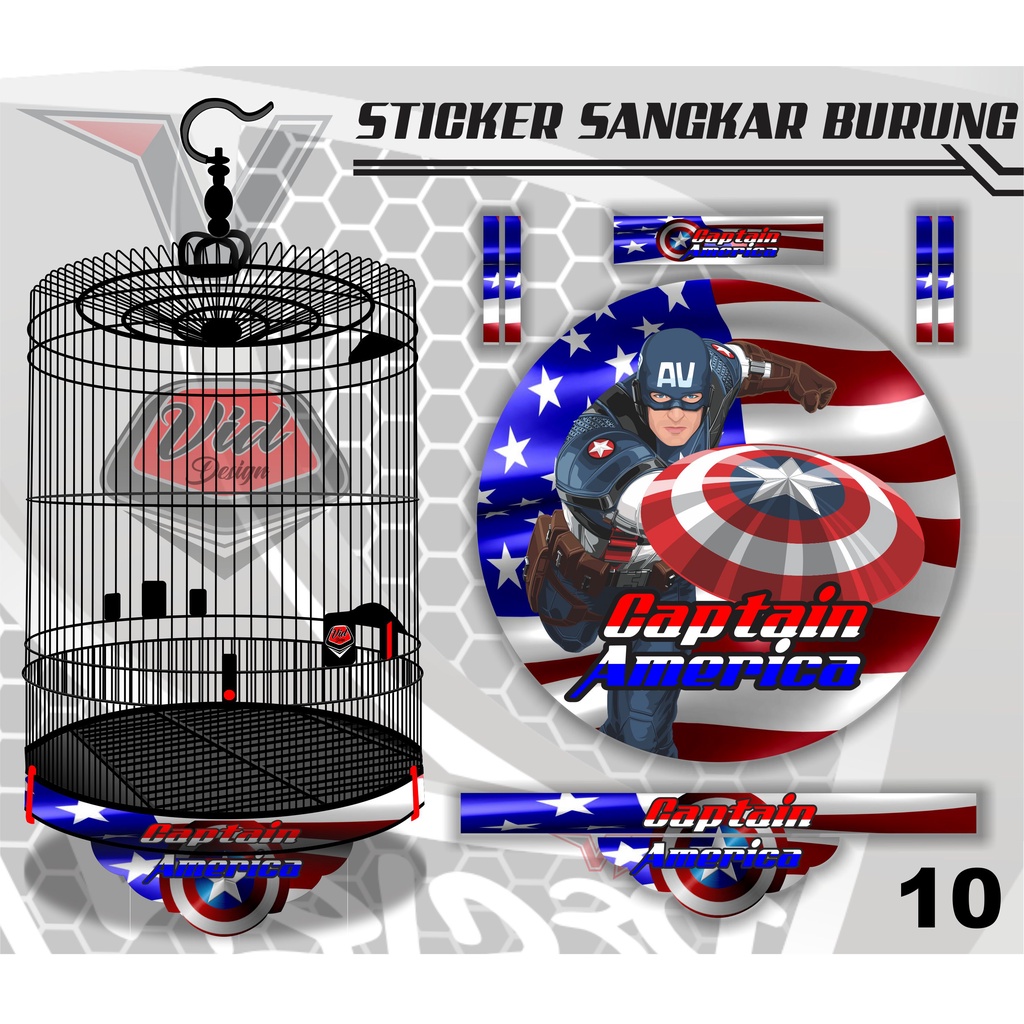 DECAL SANGKAR MURAI BULAT / STICKER TEBOK MURAI NO 1,2,3 CAPTAIN AMERICA