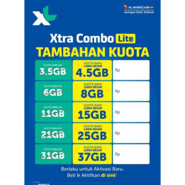 Perdana Kuota XL Combo Lite 11GB jaringan 4G Murah Bingits