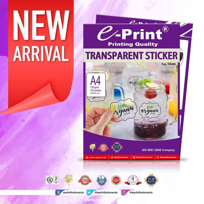 

HOT SALE|BEST SALLER E-print Transparent Sticker Paper transparan stiker bening logo toko
