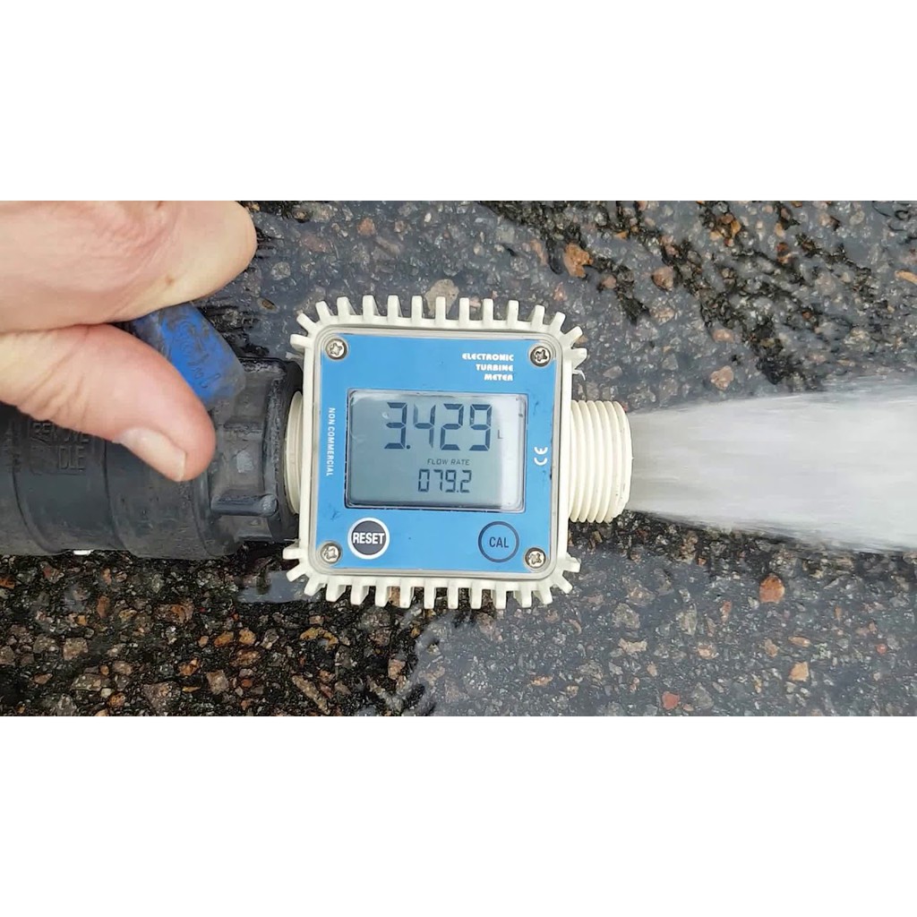 K24 LCD Turbine Digital Fuel Flow Meter Gauge Diesel Kerosene Chemicals Water 