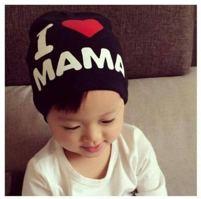 Topi kupluk bayi topi kupluk i love mama  kupluk bayi topi polos bayi