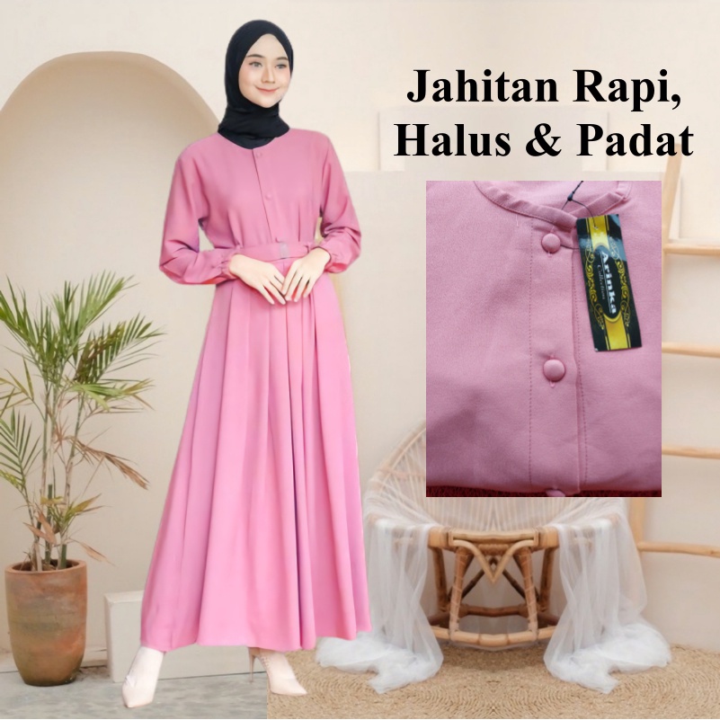 Baju Gamis Polos Premium /Gamis Hitam Remaja Wanita Murah All Size Terbaru-4