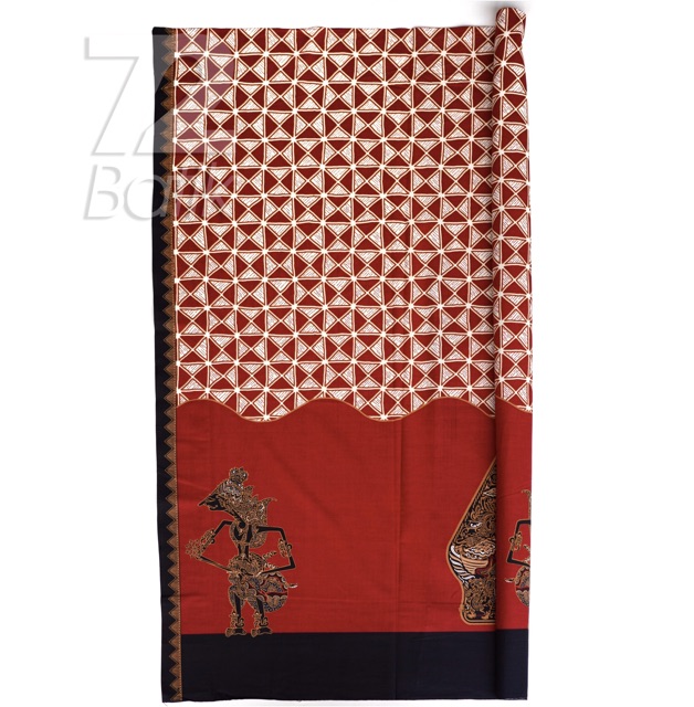 BAHAN BATIK PREMIUM Katun Motif Wayang Warna Merah Hitam Putih 727281 Cap 72 Jarik Jarit Samping Kebat Panjang Batik Katun Modern Premium Bahan Seragam Batik Pernikahan Kantor Keluarga Murah Kamen Jadi Batik Bali Lembaran