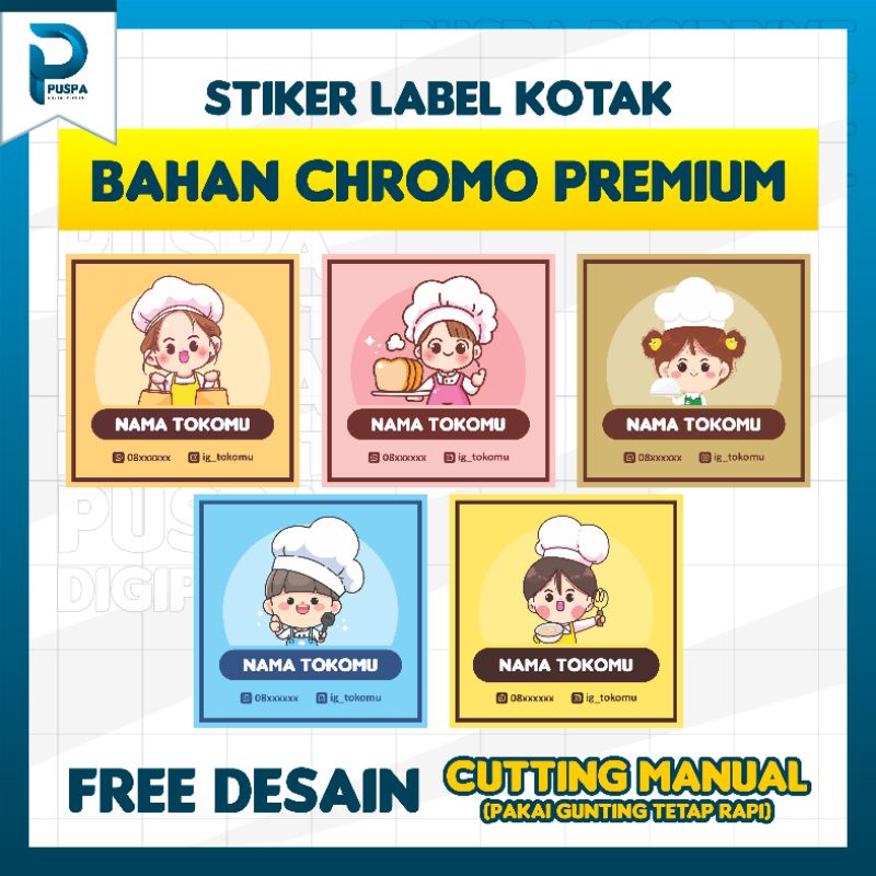 STIKER LABEL MAKANAN/SNACK/CEMILAN MURAH (Cutting Manual Pakai Gunting)