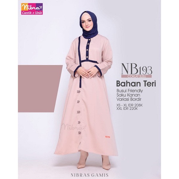 Gamis Nibras Coklat Susu NB 193