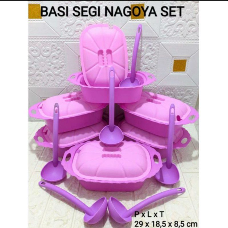 Basi set 6pcs dan sendok nagoya, bahan plastik semi melamin