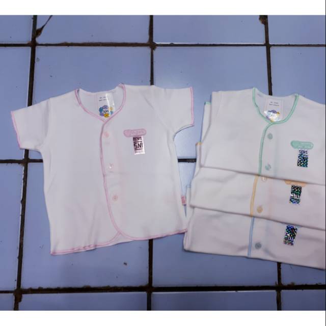 Baju baby nova newborn tangan pendek bayi putih polos