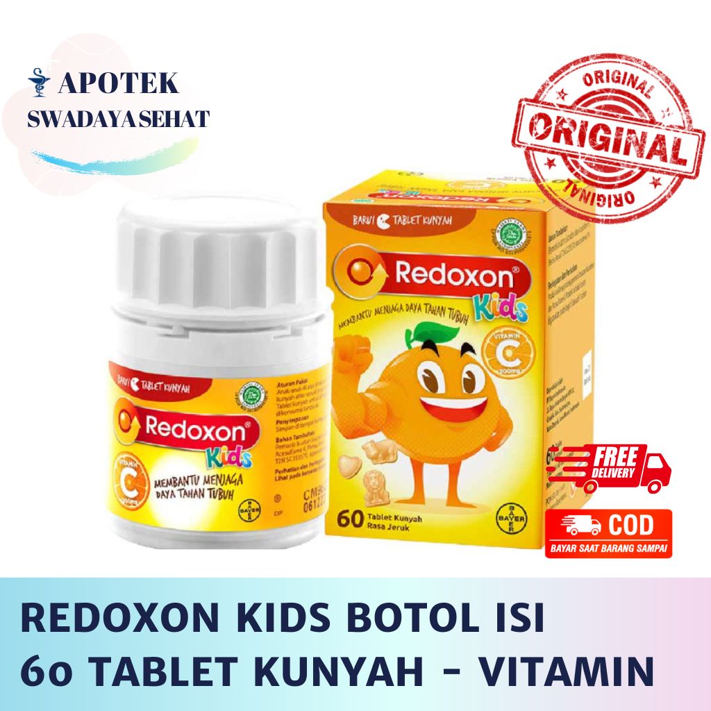 REDOXON KIDS Chewable Botol Isi 60 Tablet Kunyah Anak Vitamin C Multivitamin Daya Tahan Tubuh